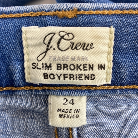 J. Crew Slim Broken in Boyfriend Jeans Womens 24 Floral Skinny Embroidered Daisy - Picture 9 of 14